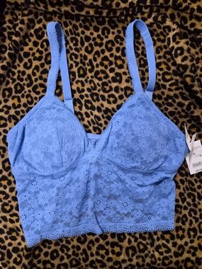 Auden Light Blue Lace Longline Bralette